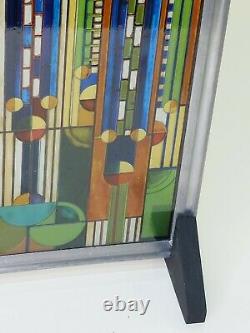 FRANK LLOYD WRIGHT Foundation Stained Glass Art Panel 12.1/2 X 11.3/4