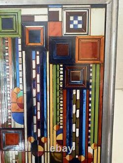 FRANK LLOYD WRIGHT Saguaro Adapted STAINED GLASS PANEL 12 x 11 Lead Frame MCM