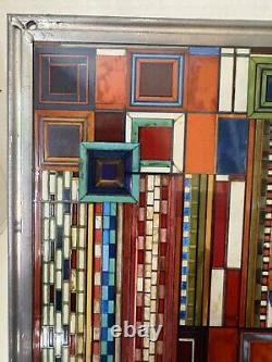 FRANK LLOYD WRIGHT Saguaro Adapted STAINED GLASS PANEL 12 x 11 Lead Frame MCM