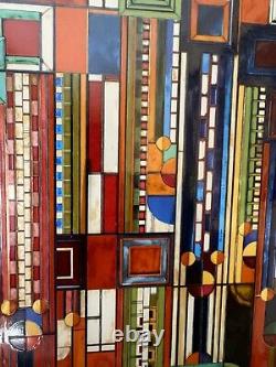 FRANK LLOYD WRIGHT Saguaro Adapted STAINED GLASS PANEL 12 x 11 Lead Frame MCM