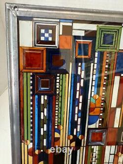 FRANK LLOYD WRIGHT Saguaro Adapted STAINED GLASS PANEL 12 x 11 Lead Frame MCM