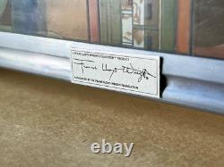 FRANK LLOYD WRIGHT Saguaro Forms & Cactus Flowers Stained Glass Panel with Chain