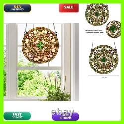 Fine Art Living Tree of Life Stained Glass Window Panel KP122 Yellow 12 Round