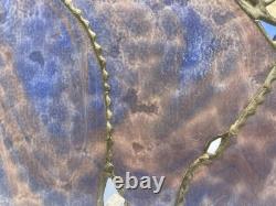 Fine Art Stained Glass Panel 12x10- Textured Cobalt Vitreous Paris Map Brutalist