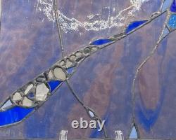 Fine Art Stained Glass Panel 12x10- Textured Cobalt Vitreous Paris Map Brutalist