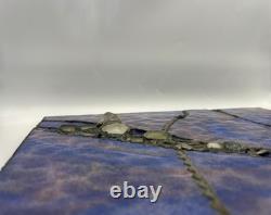Fine Art Stained Glass Panel 12x10- Textured Cobalt Vitreous Paris Map Brutalist