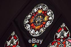 + Fine Older German Stained Glass Church Window, Crown of Thorns + 3 Panels +