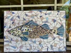 Fish Ocean Nautical Tropical Stained Glass Mosaic Panel Wall Art Beach Decor