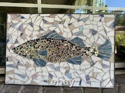 Fish Ocean Nautical Tropical Stained Glass Mosaic Panel Wall Art Beach Decor