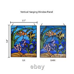 Fish Underwater Ocean Scene Stained Glass Window Panel