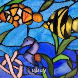 Fish Underwater Ocean Scene Stained Glass Window Panel