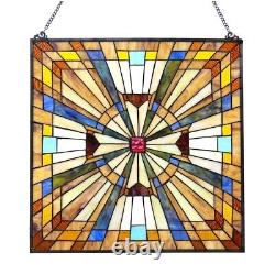 Flare Tiffany-style Mission Square stained Glass Window Panel 24