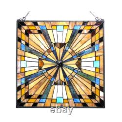 Flare Tiffany-style Mission Square stained Glass Window Panel 24