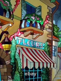 Fleurs French Design Stained Glass Window Panel Suncatcher Tiffany Style 19x25in