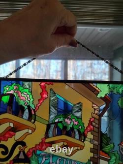 Fleurs French Design Stained Glass Window Panel Suncatcher Tiffany Style 19x25in