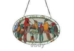 Flock of Birds Tiffany Style Stained Glass Window Panel Suncatcher