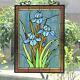 Floral Lilys Hanging Window Panel Suncatcher Tiffany Style Stained Glass 17x25in