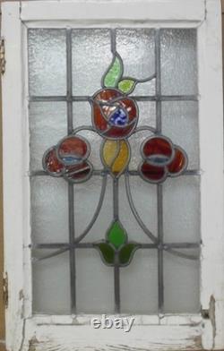 Floral Midsize Old English Leaded Stained Glass Window 16.25 X 26.25