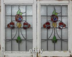 Floral Midsize Old English Leaded Stained Glass Window 16.25 X 26.25