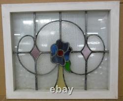 Floral Old English Leaded Stained Glass Window 21.25 X 18