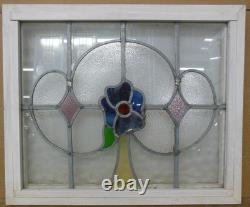 Floral Old English Leaded Stained Glass Window 21.25 X 18 Floral Old English Leaded Stained Glass Window 21.25 X 18