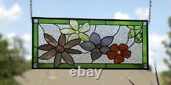 Flower Stained Glass Panel, Window Hanging, Suncatcher, Customizable, Multicolor