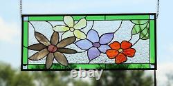 Flower Stained Glass Panel, Window Hanging, Suncatcher, Customizable, Multicolor