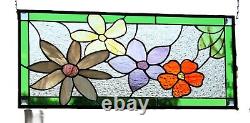 Flower Stained Glass Panel, Window Hanging, Suncatcher, Customizable, Multicolor