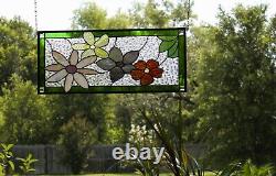 Flower Stained Glass Panel, Window Hanging, Suncatcher, Customizable, Multicolor