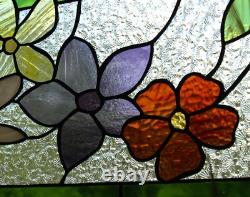 Flower Stained Glass Panel Window Hanging panel 24 1/2x10 1/2