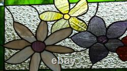 Flower Stained Glass Panel Window Hanging panel 24 1/2x10 1/2