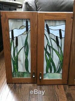 Four Professionally Designed Stained Glass Waterside Panels
