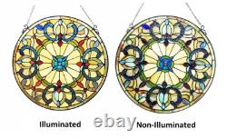 Frances Tiffany-Style Victorian 22 Height Stained Glass Window Panel, Multi