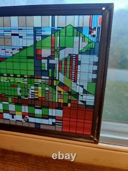 Frank Lloyd Wright Foundation Stained Art Glass Panel Rare Image