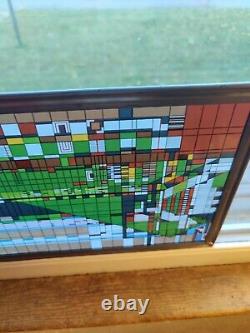 Frank Lloyd Wright Foundation Stained Art Glass Panel Rare Image