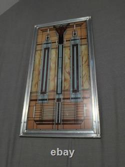 Frank Lloyd Wright Oak Park Skylight Stained Glass Panel Lead Frame Art Deco