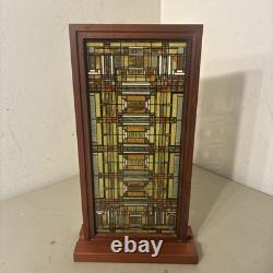 Frank Lloyd Wright Oak Park Skylight Stained Glass Panel Wood Frame 14.5x8