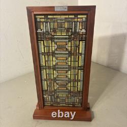 Frank Lloyd Wright Oak Park Skylight Stained Glass Panel Wood Frame 14.5x8