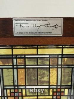 Frank Lloyd Wright Oak Park Skylight Stained Glass Panel Wood Frame 14.5x8