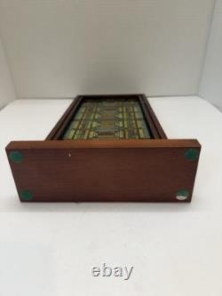 Frank Lloyd Wright Oak Park Skylight Stained Glass Panel Wood Frame 14.5x8