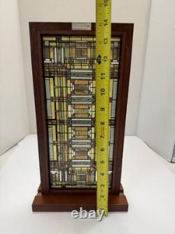 Frank Lloyd Wright Oak Park Skylight Stained Glass Panel Wood Frame 14.5x8