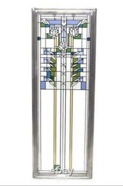 Frank Lloyd Wright Prairie School 17H Enamel Stained Glass Panel Waterlilies