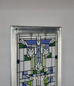 Frank Lloyd Wright Prairie School 17H Enamel Stained Glass Panel Waterlilies