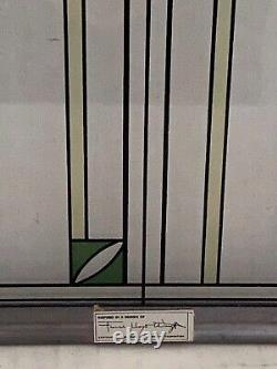 Frank Lloyd Wright Prairie School 17H Enamel Stained Glass Panel Waterlilies