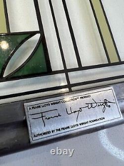 Frank Lloyd Wright Prairie School 17H Enamel Stained Glass Panel Waterlilies