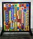 Frank Lloyd Wright Saguaro Forms & Cactus Stained Art Glass Sun Catcher Panel