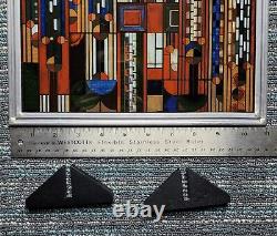 Frank Lloyd Wright Saguaro Forms & Cactus Stained Art Glass Sun Catcher Panel