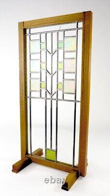 Frank Lloyd Wright Style Tabletop Prairie Stained Glass Panel by Robert J Cooper