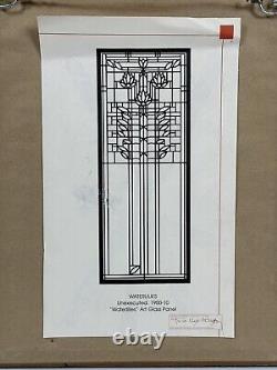 Frank Lloyd Wright Waterlilies Unexecuted Framed Art Window Art Glass Panel 1900