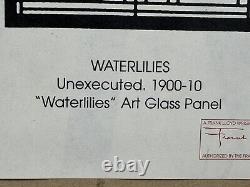 Frank Lloyd Wright Waterlilies Unexecuted Framed Art Window Art Glass Panel 1900